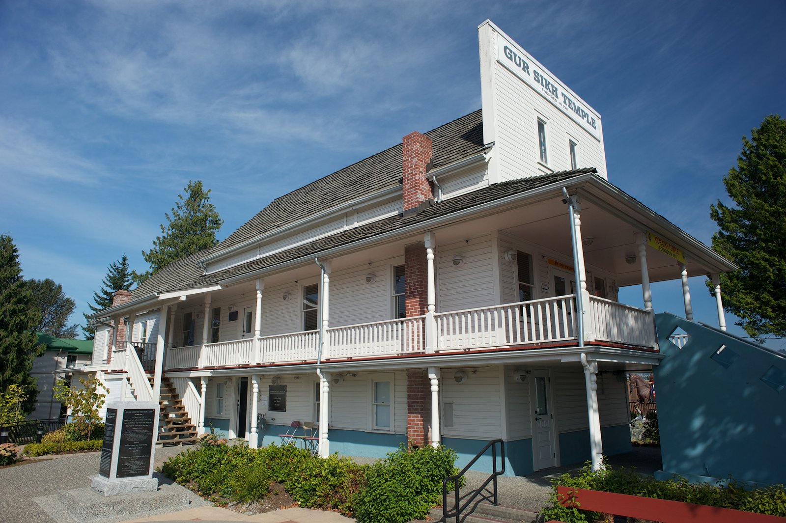 The white facade of the Gur Sikh Temple, a National Historic Site