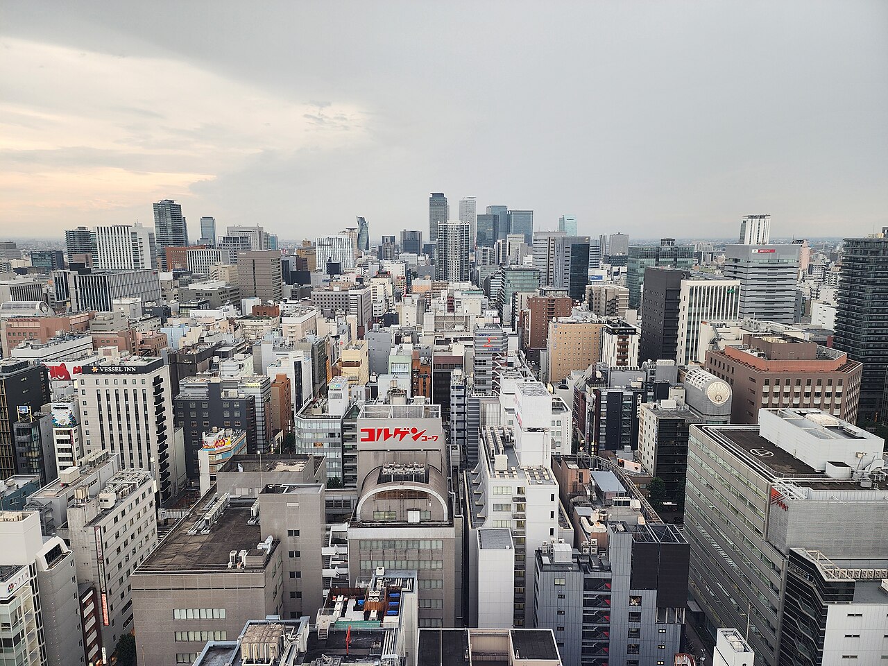 Sakae Nagoya skyline from Mirai Tower, July 2024
