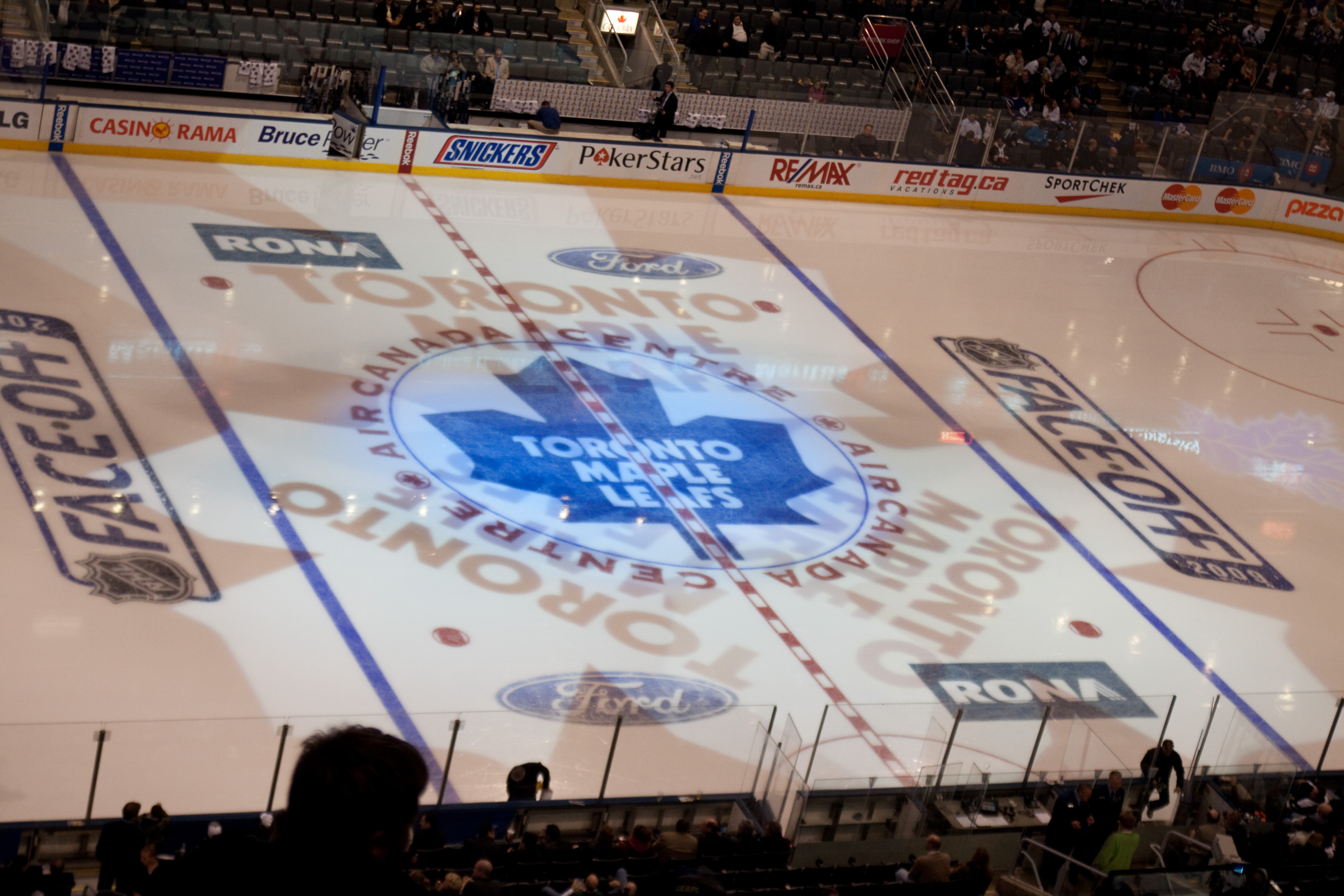The rink inside the arena, photographed when the building was still named the Air Canada Centre.
