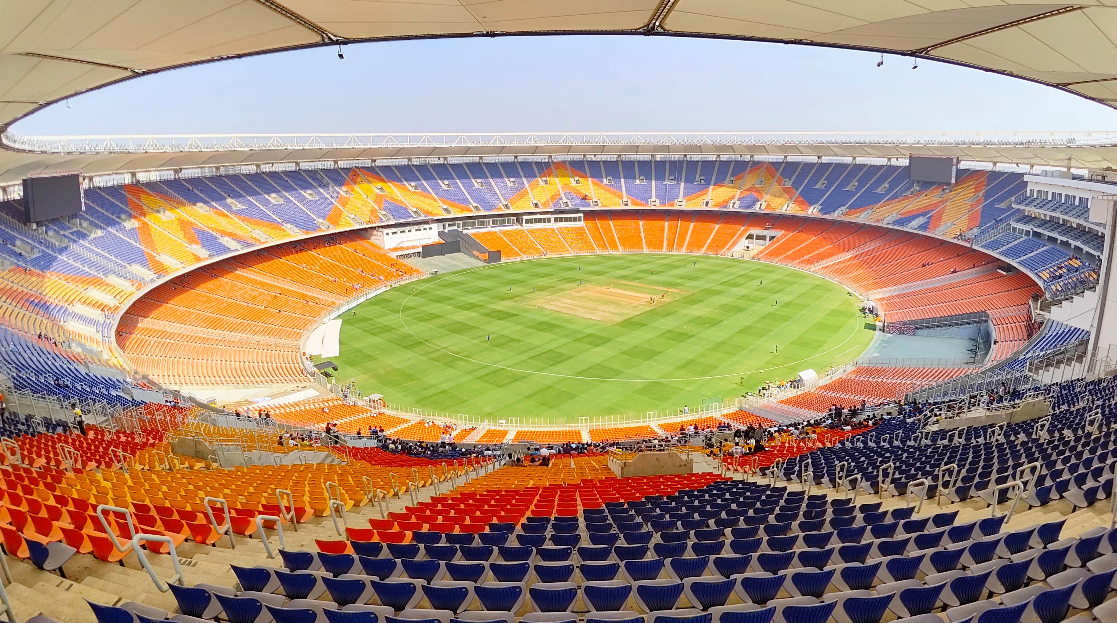 View from the gallery at Narendra Modi Stadium in Ahmedabad