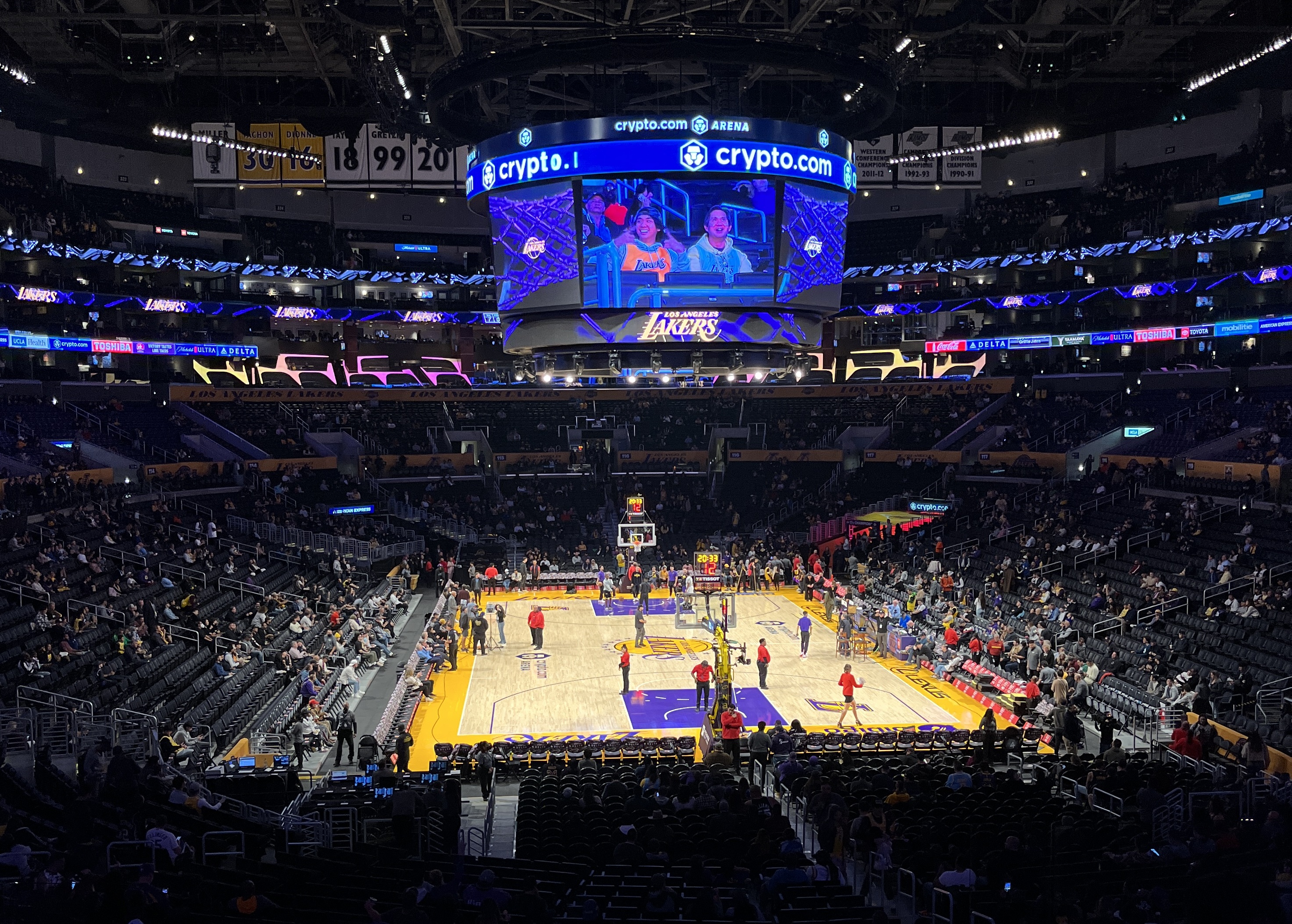 Inside Crypto.com Arena during a Lakers game