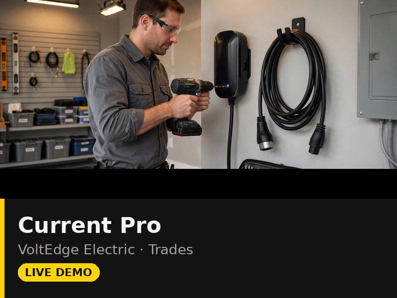 Current Pro theme demo — bold electrician page with trust badges