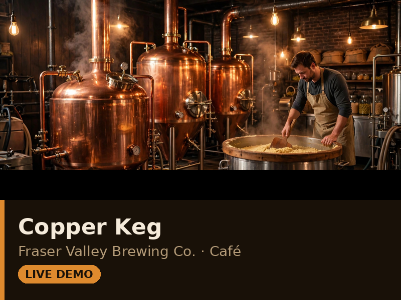 Copper Keg theme demo — rustic craft brewery page