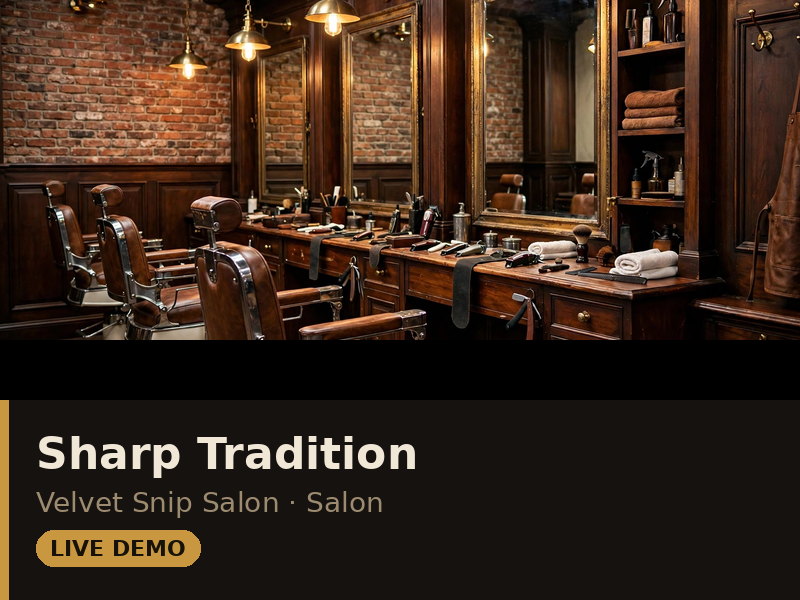Sharp Tradition theme demo — vintage barbershop page