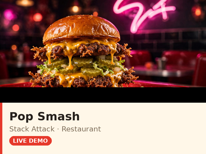 Pop Smash theme demo — bold playful burger joint page