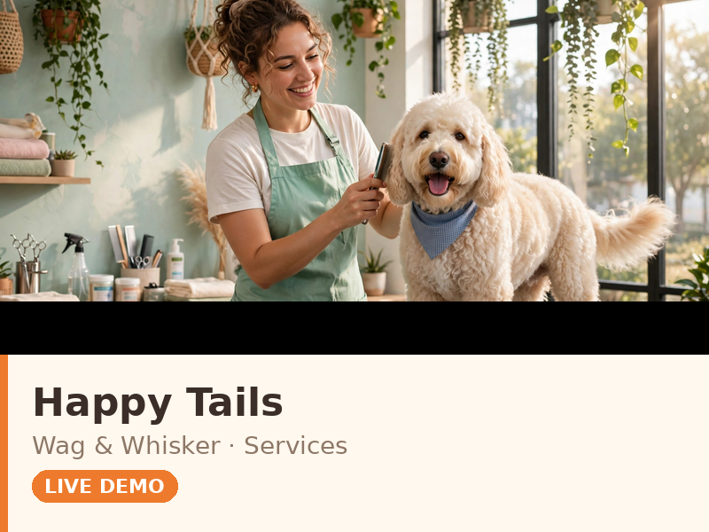 Happy Tails theme demo — cheerful pet grooming page