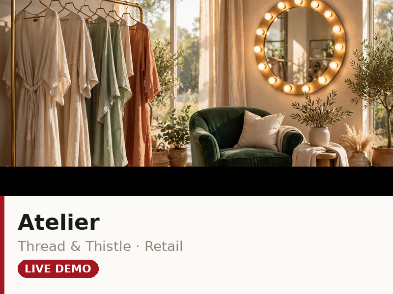 Atelier theme demo — fashion editorial boutique page