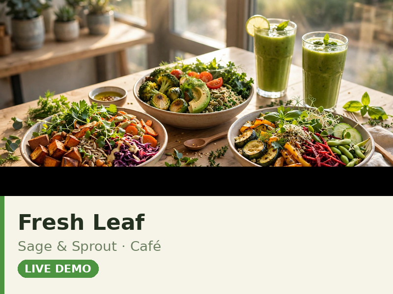 Fresh Leaf theme demo — fresh green vegan café page