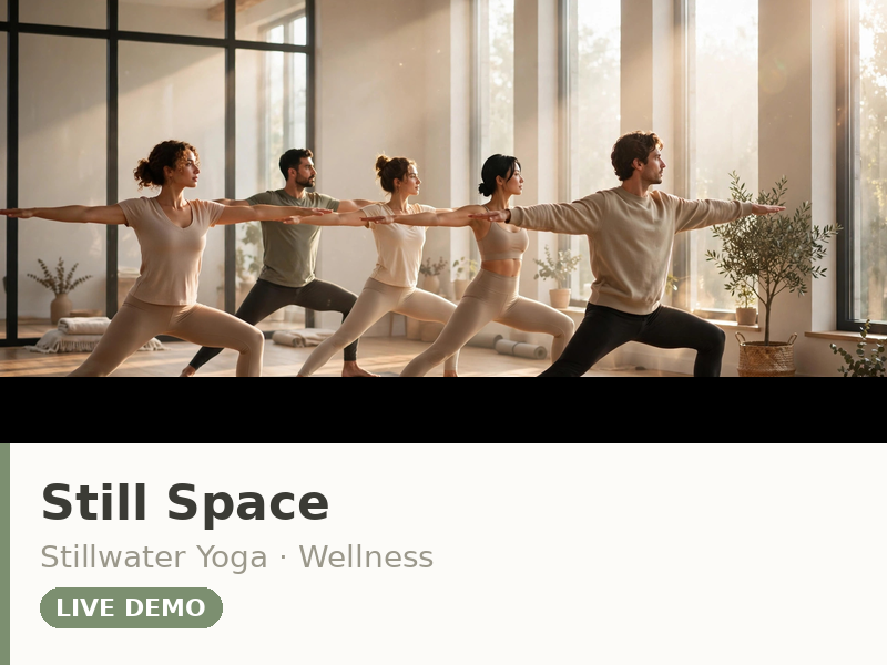 Still Space theme demo — minimal calm yoga studio page