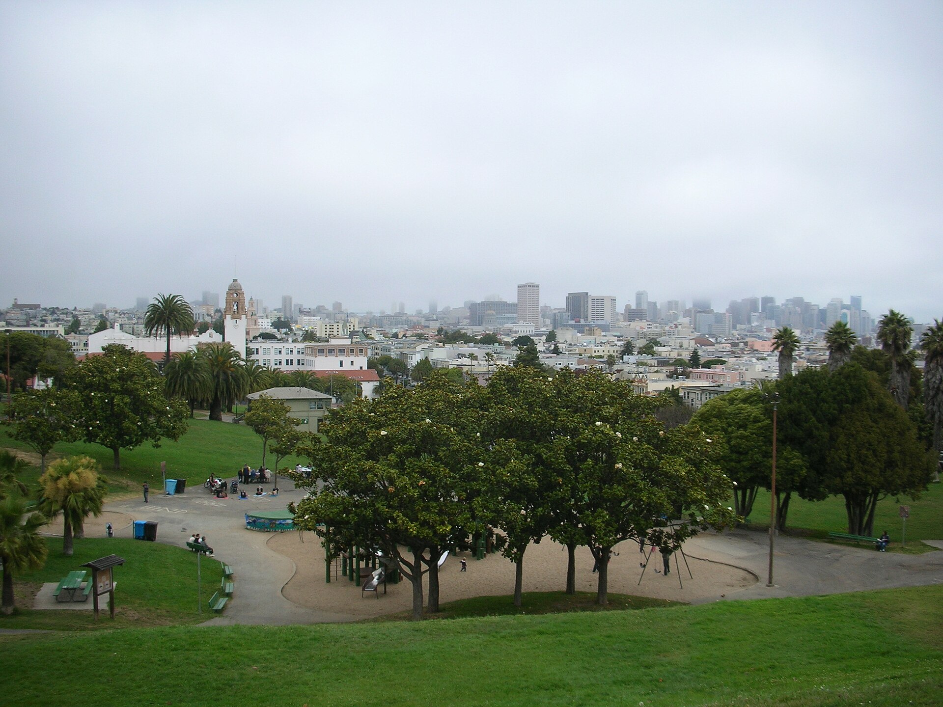Dolores Park: the Mission's backyard, with the downtown view.